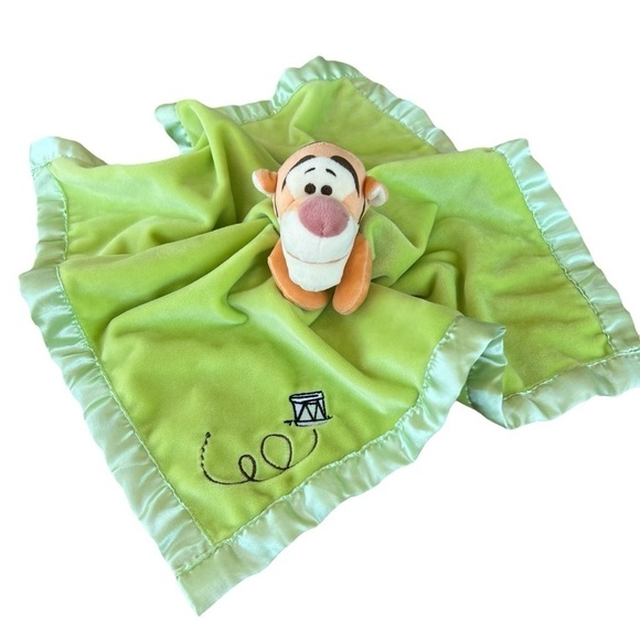 Disney Winnie The Pooh Tigger Green Minky Lovey Satin Trim Plush Soother GUC - Picture 1 of 11